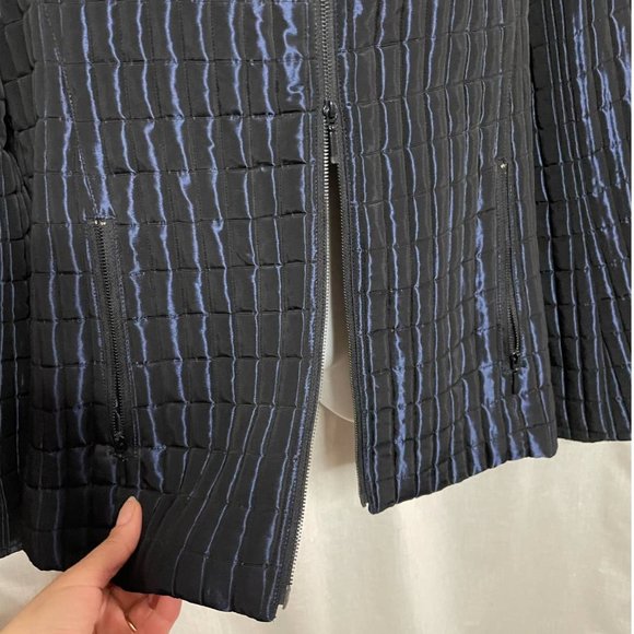 YANSI FUGEL Iridescent Blue Quilted Funnel Neck Puffer Jacket - Picture 6 of 15